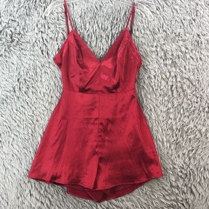 Altar’d State Romper Small Red Adjustable Straps Zip Back Shorts Open Back Tie